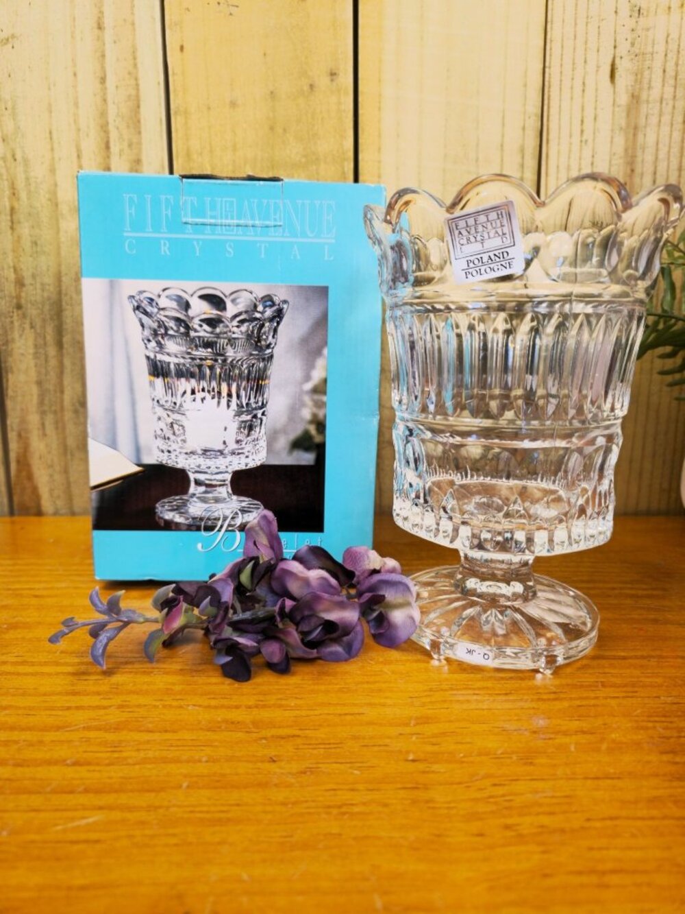 Fifth Avenue Crystal 7.5" Bracelet Hurricane Candle Holder Lead Crystal Made In